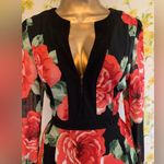 Red Flower Print Floor Length Dress Black Size M Photo 1