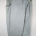 Baccini Vintage Light Denim Wrap Skirt with Black Whip Stitch Accent Photo 0