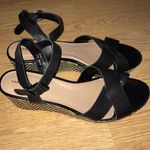 Lands' End Lands’ End low woven wedge ankle strap sandals 9.5 Photo 2