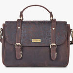 VALENCHI Brown Leather Floral Travel Bag for Women EUC Brown Photo 0