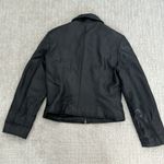 VTG black Leather Coat jacket zip up collared vintage 100% genuine fully lined Size L Photo 6