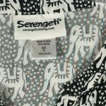 Serengeti Womens XL Elephant Print V Neck Tunic Top Rayon Made In India Boho Black Photo 4