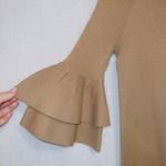 Anthropologie Gold Metallic Tan Claudette Ruffle Sleeve Sweater Dress Photo 1