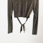 Reformation [] Metallic Gold Sparkle Tie Front Long Sleeve Jupiter Top Sz Large L Photo 6