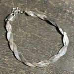 Vintage Silver Bracelet 925 Italy Two Strand Woven Flat Adjustable 8” Photo 0