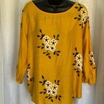 KINDRED LINEN EMBROIDERED TOP Sz: L Gold Size L Photo 0