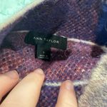 Ann Taylor Purple Orange Plaid Jacquard Mock Neck Sweater-Nylon/Wool Blend Photo 1