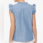 J.Crew  Sleeveless Ruffled Denim Chambray Button Up Top Size L Photo 1