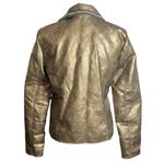 Baccini NWT  Women's Biker Leather Jacket Coat Rose Gold Metallic Size: Small Photo 1