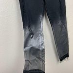 Level 99 Amber Black Distressed Ankle Jean Metallic Dip Dye Raw Hem Size 27 Photo 3