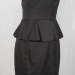 XOXO Vintage Y2K  Black Peplum Pencil Dress Keyhole Neck Size 7/8 Corporate Goth Photo 4