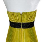 Carmen Marc Valvo Lime Green Pleated Strapless Beaded Waist Maxi Dress Gown 2 Photo 4