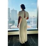 Club Monaco  White Open Back V-Neck Textured Style Tie Back Jumpsuit Size 4 Photo 14