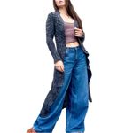 Free People 90s Vintage Grey Mohair Knit Bohemian Grunge Duster Cardigan Sweater Photo 1