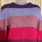 Rendevous 80s 90s Vintage Wide Striped Colorful Loose Knit Sweater Jrs Medium Pink Size undefined Photo 5