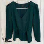 J.Crew Dark Emerald Green Button Detail Feminine Blouse Women’s Size 00 Photo 0