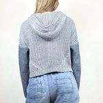 Splendid  Navy & White Ribbed Knit Hooded Sweater Photo 1