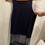 Cute navy mesh and lace hem top Origami by Vivian flowy Whimsigoth fairy Blue Photo 0