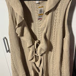 JM Collection Women’s 1X  Sleeveless Cardigan Sweater Vest Tan Beige NWT Photo 0