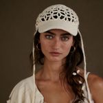 Free People NWT  Silvia Crochet Baseball Cap in Ivory Photo 0