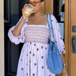 Free People  Dahlia Embroidered Maxi Dress in Frost Lavender Combo Size X-Small Photo 0