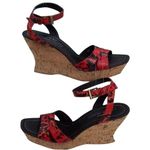 Donald Pliner Hand Carved Cork Pitone Leather Wedge Platform Shoe New $250 NIB Red Size 9 Photo 2