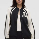 Lululemon  NWT Scuba Oversized Collegiate Jacket Graphic Black Ivory Size XS S Photo 0