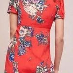 Anthropologie Maeve Caldwell Buttondown Dress Floral Red Boho Size 0 XXS XS Photo 1