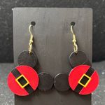 🎅🖤 Santa Belt Mouse Earrings | Gold Tone Accents ✨ Red Photo 0