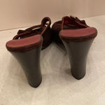 YSL Brown Suede Vintage Square Toe Buckle Sandal Heel Pump Size 6 Photo 4