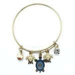 Boutique Beaded Sea Turtle Charm Colorful Bangle Bracelet Photo 1