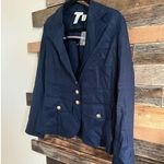 Joie  NWT blue linen button collared jacket blazer size M Photo 0