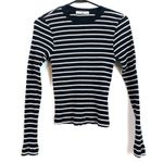 PerfectWhiteTee Clyde Ribbed Knit Long Sleeve Stripe Baby Tee Sweater Shirt XS Black Photo 5