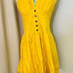 JM Collection Yellow Knee Length Dress Sleeveless High Waist Ruffle Hem Belted Shirt Dress USA Photo 2