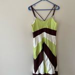 Yves Cossette Spaghetti Strap Color Block Slip Dress Lemon Brown Beige Size 8. Green Photo 2