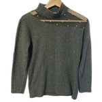 Soft Green mock neck sweater with pearl mesh neck detail size large Photo 0