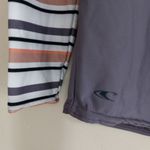 O'Neill  M Slim Fit Rash Guard Top in Gray Orange Accent Striped Photo 5