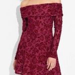 Wild Fable Women's L Flocked Mini Fit & Flare Holiday Dress Floral Off Shoulder Photo 0