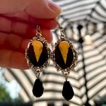 Raven skull cameo black drop earrings bones halloween goth silver crow bird gift Photo 0