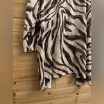 Chicos Travelers Sz 4/XXL Cotton Linen Blend Zebra Open Front Waterfall Caedigan Brown Photo 5