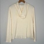 Dylan Cream Hooded Top Crinkly Cotton Long Sleeve Cozy Loungewear Boutique Photo 4