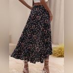 Amazon Casual Midi Floral Print Ruffle Trim Slit Thigh Skirt | Size: M Photo 1