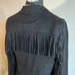Black fringe faux suede moto jacket Photo 7