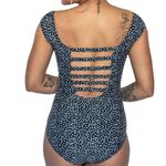 NWT Janela Bay Bardot One Piece Strappy Back Swimsuit Black White Dots Size XXXL Photo 6