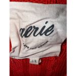 Aerie  Cotton Oversized Red Acid Wash Cropped Cable Knit Pullover Sweater Photo 4