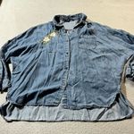 ZARA Denim Floral Embroidery Button Down Relaxed Fit Blouse Size XSMALL EUC Photo 0