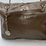 DKNY  Croc Embossed Leather Adjustable Woven Chain Tote Photo 3