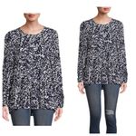 Time & Tru NWT  Women's Tiered Blue White Spring Feminine Flowy Top SZ Small Photo 1