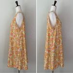 Ghanda Linen Blend Floral Summer Shift Dress, Sz Large Orange Photo 4