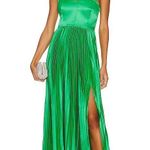 AMUR Khari Asymmetric One Shoulder Pleated Slit Cocktail Gown Snow Pea Green 6 Photo 3